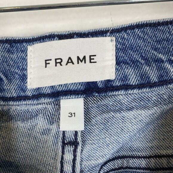 Frame Jeans Womens Size 31 Le Garcon Beldon Rip Destroyed Cropped Blue Denim - Picture 9 of 12